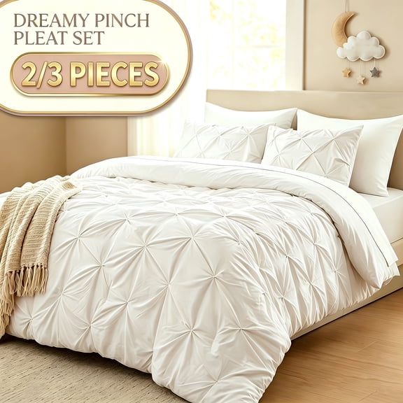 2 Pcs Comforter Set Twin Size - Pinch Pleat Cooling Comforter, Soft & Breathable Bedding Set, Machine Washable, All-Season Gift,Selected Decorations For Rooms
