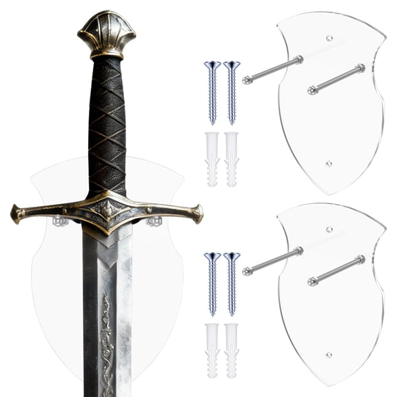 2/3 Pcs Wall Mounted Sword Hook Acrylic Single Sword Vertical Display Rack for Vertical Displaying Easy to Install with Hardware
