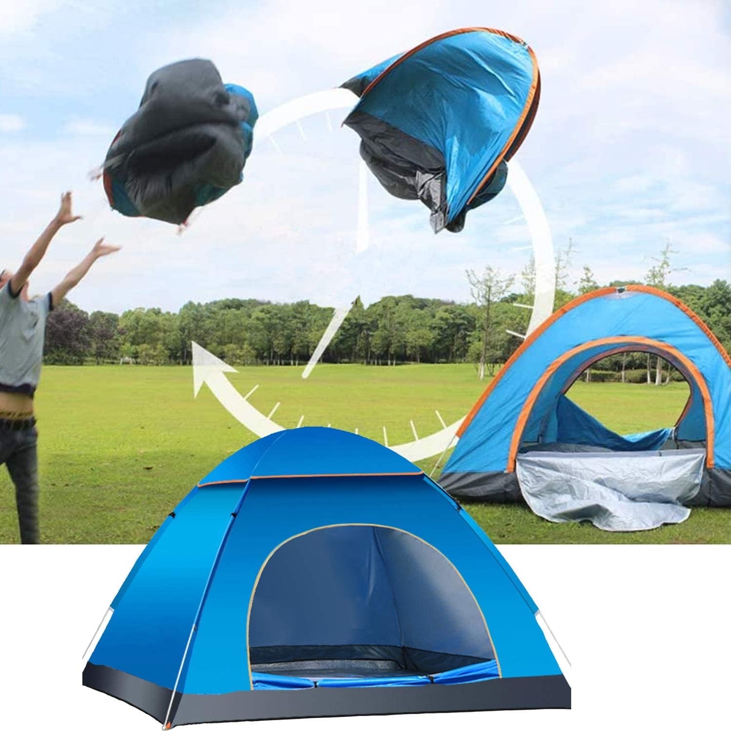 2-3 Person Instant Pop Up Lightweight Camping Tent, Outdoor Easy Set Up Automatic Family Travel Tent,Portable Backpacking Ultralight Waterproof Windproof Anti-UV Sun Shelter Tent