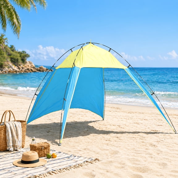 2-3 Person Portable Dome Beach Tent, UPF50+ Sun Protection Water Resistant Breathable Canopy, Foldable Easy Storage Sun Shelter for Beach Trip, Camping & Picnic
