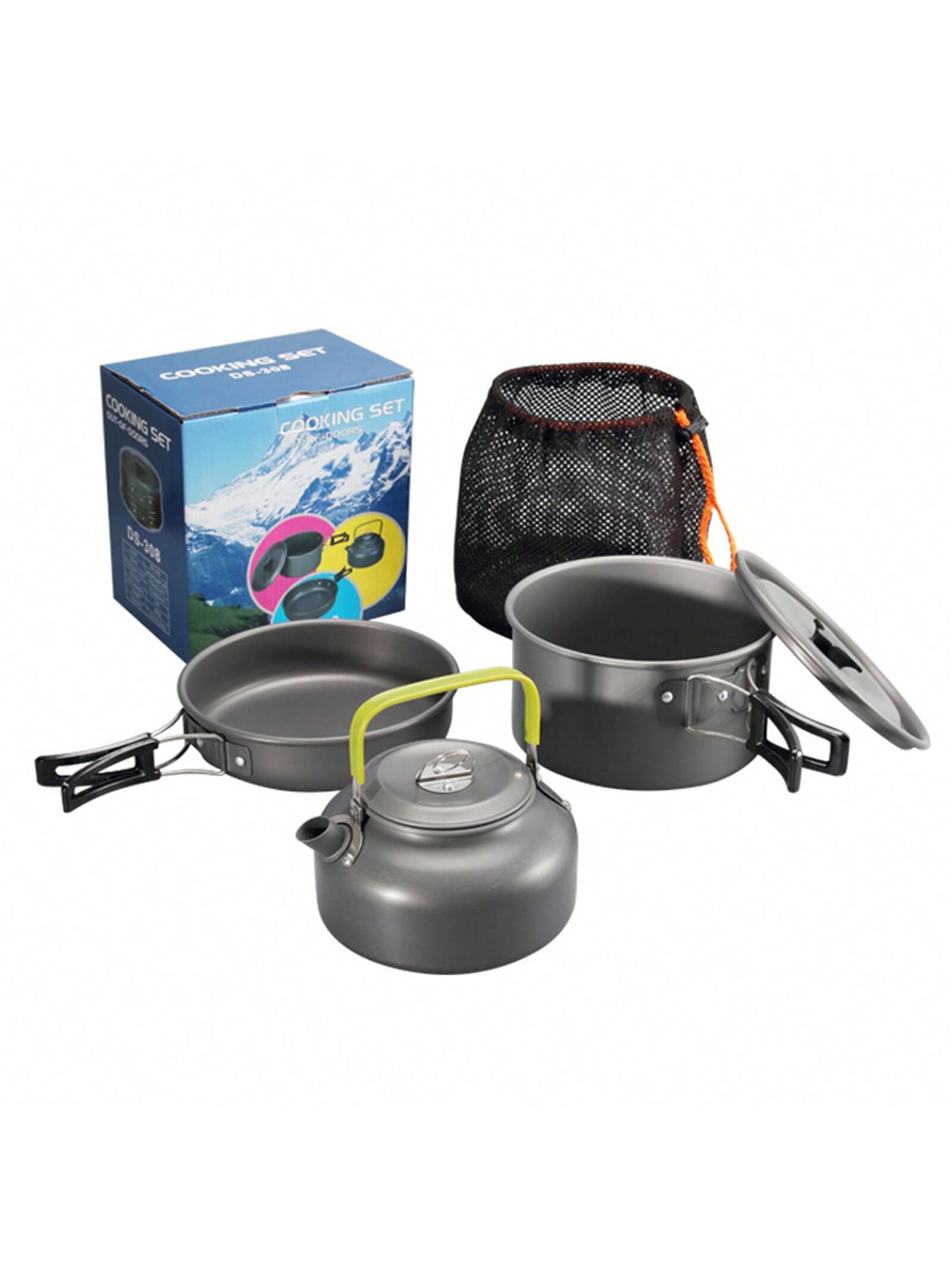 2-3 Person Pot Teapot Combination Set Non-Stick Lightweight Pan Cauldron Portable Outdoor Cookware For Hiking