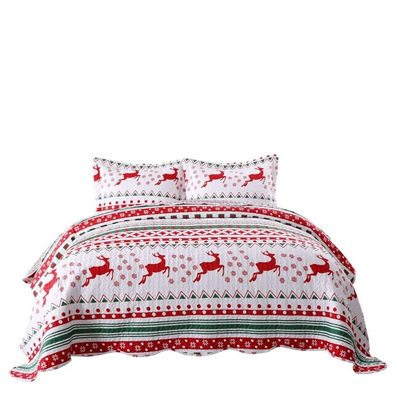 2/3-Piece Christmas Quilt Set - Snowflake Bedspread & Throw Blanket for Festive Holiday Decor