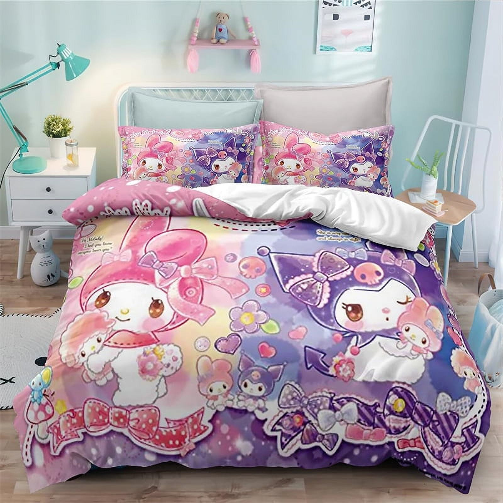 2/3 Piece Duvet Cover Set Melody Kuromi Kids Teen Gift Room Decor