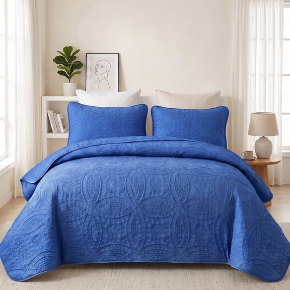 2/3 Piece Quilted Coverlet Bedspread Set, Classic Stitching Decorative Bedding, Soft Skin-Friendly, Hypoallergenic, Machine Washable