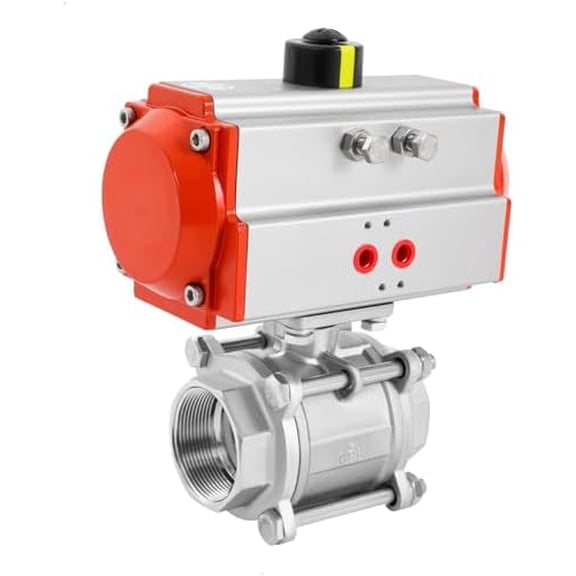 2" 3-Piece Single Acting Pneumatic Actuated Ball Valve Stainless Steel Air Return Tool for Pipe Systems Air Liquid Water and Steam Media$$Plumbing & HVAC