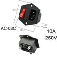 thumbnail image 1 of 2 3 Pin IEC320 C14 Electrical Power Socket LED 250V Rocker Switch Brass 10A C6 Fuse Inlet Plug Connector Computer Mount Outlet, 1 of 9