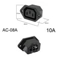 thumbnail image 1 of 2 3 Pin IEC320 C14 Electrical Power Socket LED 250V Rocker Switch Brass 10A C6 Fuse Inlet Plug Connector Computer Mount Outlet, 1 of 10