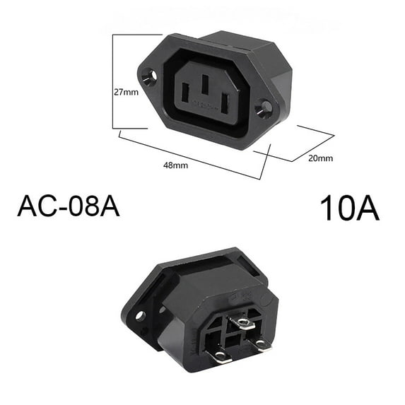 2 3 Pin IEC320 C14 Electrical Power Socket LED 250V Rocker Switch Brass 10A C6 Fuse Inlet Plug Connector Computer Mount Outlet