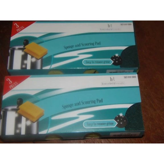 2-3 Pks Household Trends Sponge And Scouring Pad 2-3/4 In. X 3-5/8 In.X 1 3/4"