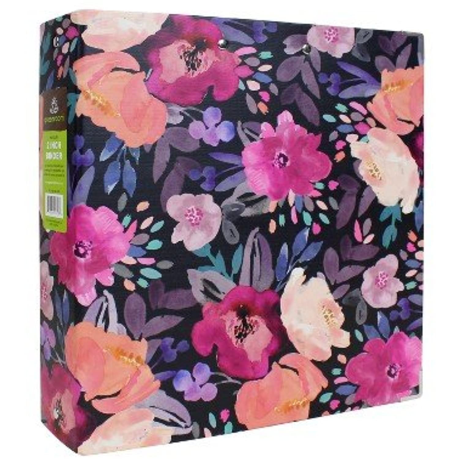 2" 3 Ring Binder Floral Black Greenroom Black