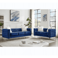 thumbnail image 1 of 2+3 Seat Sofa Set, Modern Velvet Sofa with 2 Plush Pillow & Removable Cushion, Upholstered Lounge Single Sofa with Copper Nail & Crystal Buckle for Living Room & Bedroom, Navy Blue, 1 of 7