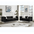 thumbnail image 1 of 2+3 Seat Sofa Set, Modern Velvet Sofa with 2 Plush Pillow & Removable Cushion, Upholstered Lounge Single Sofa with Copper Nail & Crystal Buckle for Living Room & Bedroom, Black, 1 of 7