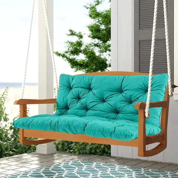 2-3 Seat Swing Replacement Cushion Outdoor Bench Pad with Backrest Thicken 4 Inch Furniture Garden Porch Loveseat Glider Anti-Fading Waterproof Lake Blue 40x60in