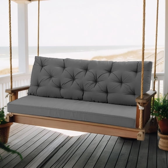 2-3 Seater Porch Swing Cushions with Backrest 60 x 40 x 4 Inch Thick Outdoor Waterproof Bench Pad Patio Swing Replacement Cushion, Split Design, Soft for Garden, Lawn, Backyard(Gray)