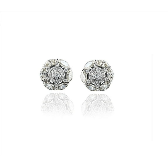 2.3 TCW Solid 18Kt White Gold SI Clarity HI Color Marquise Diamond Stud Earrings