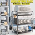 thumbnail image 1 of 2/3 Tier Dish Drying Rack, Stainless Steel Countertop Sish Drain Rack Plate Knife Holder Large Capacity & Space Saving Washing Organiz, 1 of 7