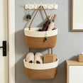 thumbnail image 1 of 2/3 Tier Hanging Wall Storage Baskets, Woven Cotton Rope Organizer Mounted for Bathroom Kitchen Bedroom Entryway, Boho Style Vertical Wall Decor Housewarming Gift, 1 of 6