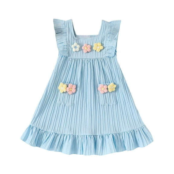 2-3 Years Baby Girls' Dresses Elegant Ruffle Sleeve Kids Dress for Girls Teenagers Ladies Summer Dresses Size 1-5 Years