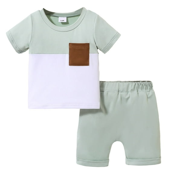 2-3 Years Boys 2T Outfits Easter Outfit Toddler Boy Toddler Baby Boy Summer Outfit Short Sleeve T-Shirt Tops Elastic Waist Shorts Set Baby Boys Clothes Green