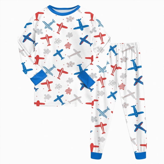 Kids 2‑Piece Long Sleeve Pajama Set with Cartoon Print,Fun Sleepwear for Boys and Girls 3-4 Years