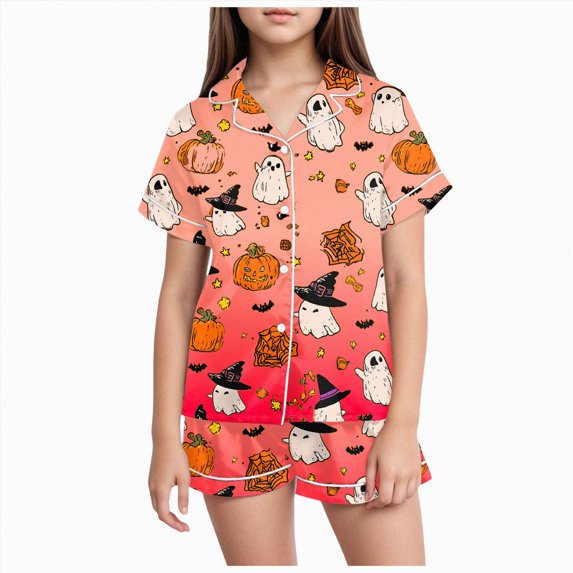 2-3 Years Toddler Girls Pajama Set Home Short Sleeve Shorts Pajama Set Halloween Pajamas Girls Pajamas