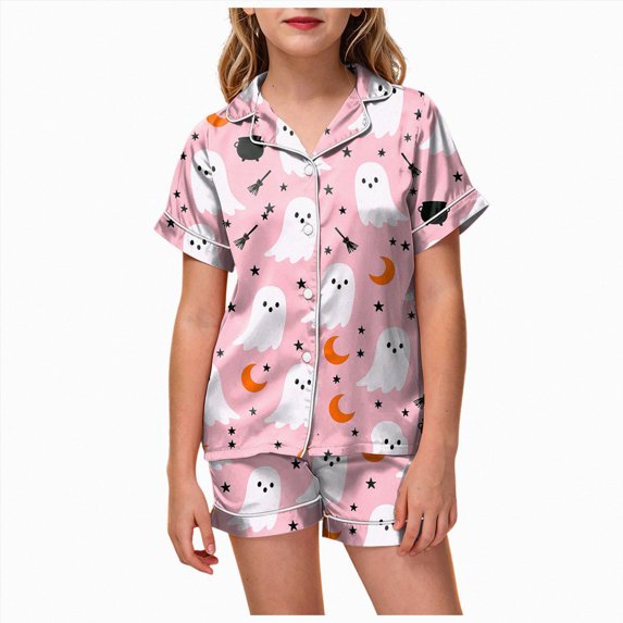 2-3 Years Toddler Girls Short Sleeve Print Shirts Tops Pants Outfits Fall Pajamas Back To School Pajamas