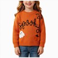 thumbnail image 1 of 2-3 Years Toddler Girls "Spooky" Ghost Pumpkin Embroidered Knit Sweater,Halloween Pullover, 1 of 9