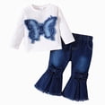 thumbnail image 1 of 2-3 Years Toddler Toddler Girl Clothes Ruffle Long Sleeve Baby Girl Clothes 2pcs Outfits Butterfly Girls Set 6-12 Months 12-24 Months 2T 3T 4T 5T 6T 7T Set, 1 of 9