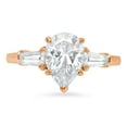 thumbnail image 1 of 2.3 ct Pear Cut Real Genuine Natural Diamond VS1-VS2 J-K 18K Rose Gold Three-Stone Promise Wedding Statement Engagement Designer Ring W/ Crystal side stones size 11, 1 of 7