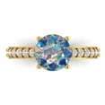 thumbnail image 1 of 2.3 ct Round Cut Blue Moissanite Solitaire with Accents Engagement Ring for Women in 18K Yellow Gold, 1 of 5