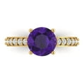 thumbnail image 1 of Clara Pucci 14K Yellow Gold Solid Gold Amethyst Solitaire with Accents Anniversary Ring for Women - 2.3 cttw Round Cut, 1 of 8