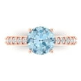 thumbnail image 1 of Clara Pucci 14K Rose Gold 2.3ct Aquamarine Solitaire with Accents Ring, 1 of 8