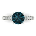 thumbnail image 1 of 2.3 ct Round Cut Natural London Blue Topaz Solitaire with Accents Engagement Ring for Women in 18K White Gold, 1 of 5