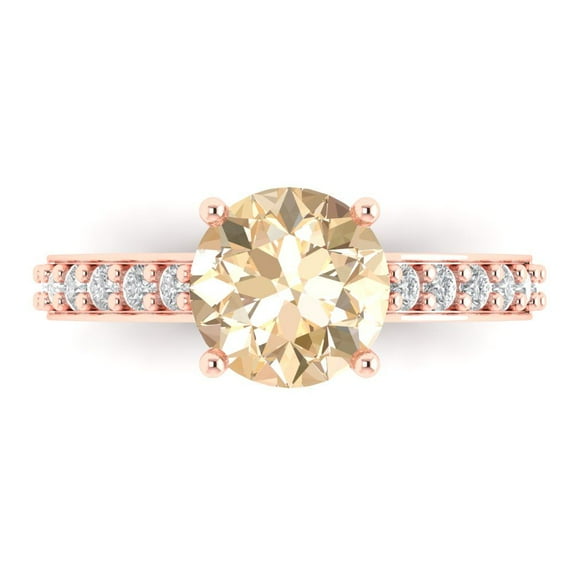 2.3 ct Round Cut Natural Morganite Solitaire with Accents Engagement Ring for Women in 18K Rose Gold