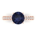 thumbnail image 1 of 2.3 ct Round Cut Simulated Blue Sapphire Solitaire with Simulated Diamond Accents 18K Rose Gold Womens Engagement Ring, 1 of 5