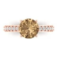 thumbnail image 1 of Clara Pucci 14K Rose Gold Solid Gold Champagne Solitaire with Accents Anniversary Ring for Women - 2.3 cttw Round Cut, 1 of 8