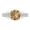 thumbnail image 1 of 2.3 ct Round Cut Simulated Champagne Diamond Solitaire with Simulated Diamond Accents 18K White Gold Womens Engagement Ring, 1 of 5
