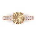 thumbnail image 1 of 2.3 ctw Solitaire with Zirconia Diamond Accents Anniversary Ring for Women | Round Cut Yellow Moissanite | Hyperallergenic Solid 18K Rose Gold, 1 of 5