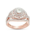 thumbnail image 1 of 2/3 ct.t.w Centre 4MM Round Cut Lab Created Moissanite Diamond Double Halo Bridal Engagement Ring Set In 14K Solid Rose Gold (G-H Color, VVS1 Clarity,0.66 Cttw)-4.5, 1 of 7