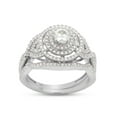 thumbnail image 1 of 2/3 ct.t.w Centre 4MM Round Cut Lab Created Moissanite Diamond Double Halo Bridal Engagement Ring Set In 14K Solid White Gold (G-H Color, VVS1 Clarity,0.66 Cttw)-4, 1 of 7