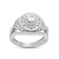thumbnail image 1 of 2/3 ct.t.w Centre 4MM Round Cut Lab Created Moissanite Diamond Double Halo Bridal Engagement Ring Set In 14K White Gold Over Sterling Silver (G-H Color, VVS1 Clarity,0.66 Cttw)-8, 1 of 7