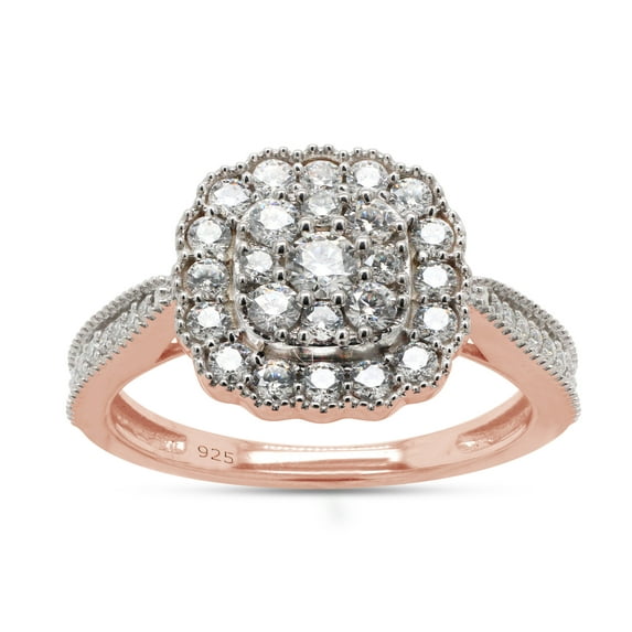 2/3 ct. t.w Round Cut Lab Created Moissanite Diamond Halo Cluster Engagement Ring For Women In 14K Rose Gold Over Sterling Silver (G-H Color, VVS1 Clarity, 0.65 Cttw)-5.5