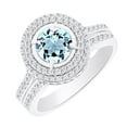 thumbnail image 1 of AFFY (2.3 cttw) Simulated Blue Aquamarine & White Natural Diamond Halo Engagement Ring Set In 14k White Gold With Ring Size 13, 1 of 1
