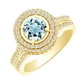 thumbnail image 1 of AFFY (2.3 cttw) Simulated Blue Aquamarine & White Natural Diamond Halo Engagement Ring Set In 14k Yellow Gold With Ring Size 9, 1 of 1
