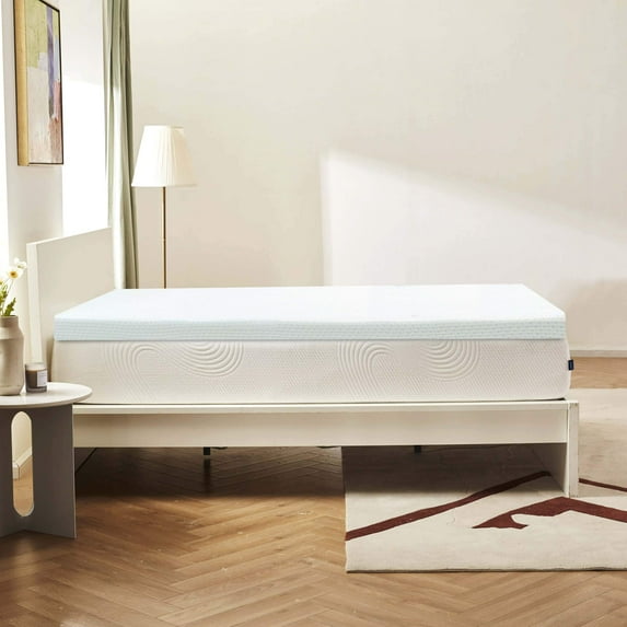 2, 3, or 4 inch Covered Topper Mattress Memory Foam Gel-Infused Cooling Ventilated Mattress (4" Twin)
