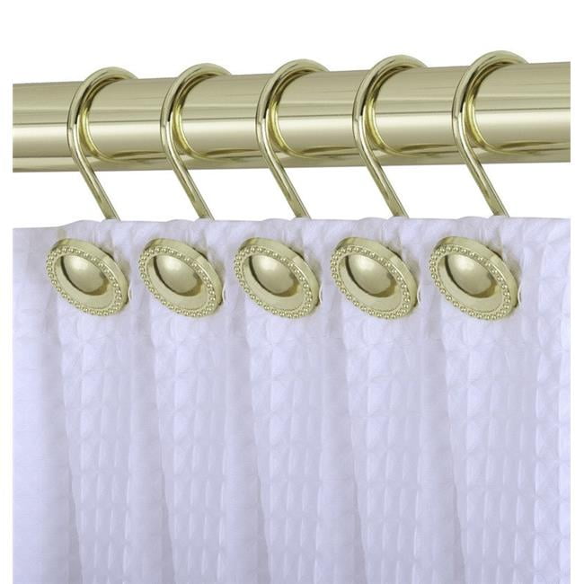 2.3 x 2.1 in. Rustproof Zinc Shower Curtain Rings Hooks for Bathroom, Gold - Set of 12