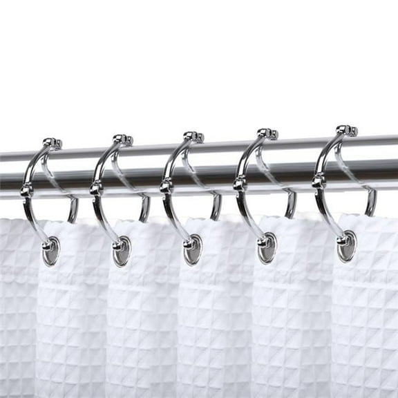 2.3 x 2.3 in. Shower Curtain Rings for Bathroom, Chrome - Set of 12