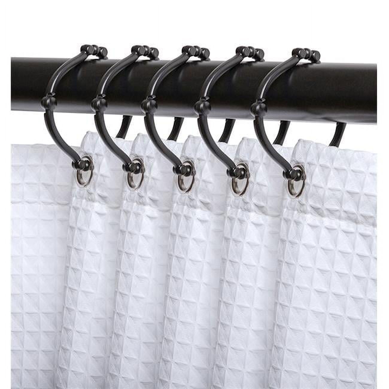2.3 x 2.3 in. Shower Curtain Rings for Bathroom, Matt Black - Set of 12