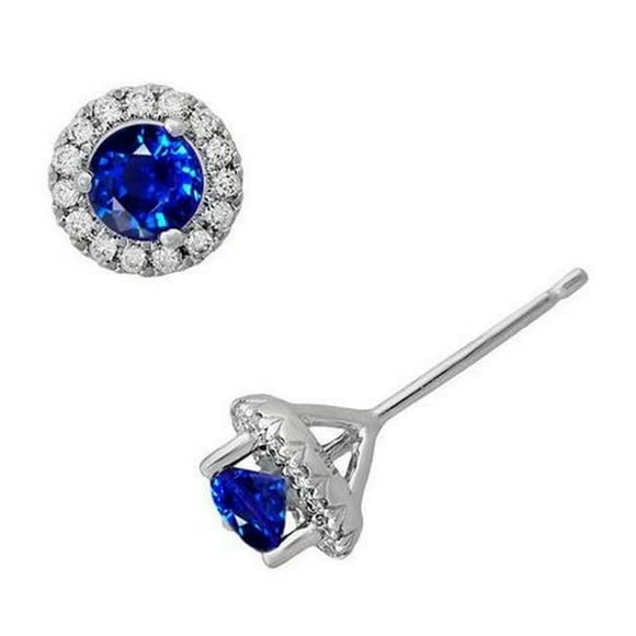 2.30 CT Ceylon Sapphire Womens Stud Earring, 14K White Gold