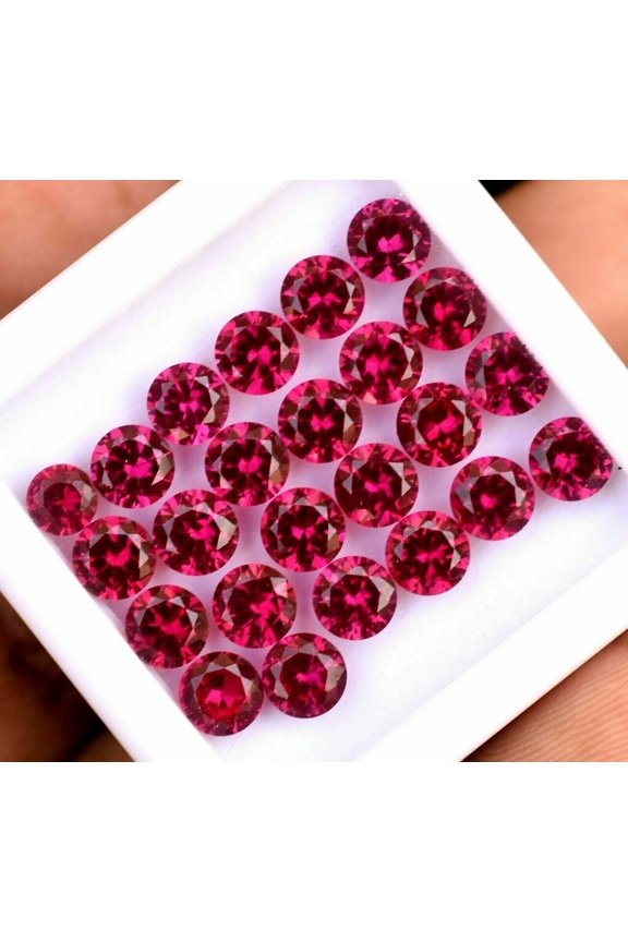 2.30 Carat CERTIFIED 49 pcs Natural Red Ruby Round Cut Ring Size Loose Gemstone